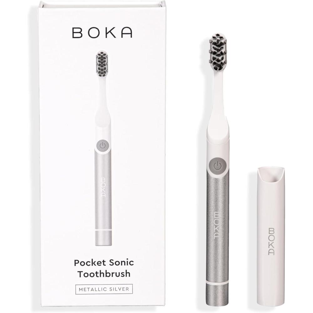image:imageBoka 30 Electric Toothbrush for Adults w 2 Heads  Rechargeable Sonic Powered Tooth Brush  Charcoal Activated Bristles for Deep Cleaning  Dentist Recommended Oral Care  Charging Base wMicro USBBoka Pocket 1 pack