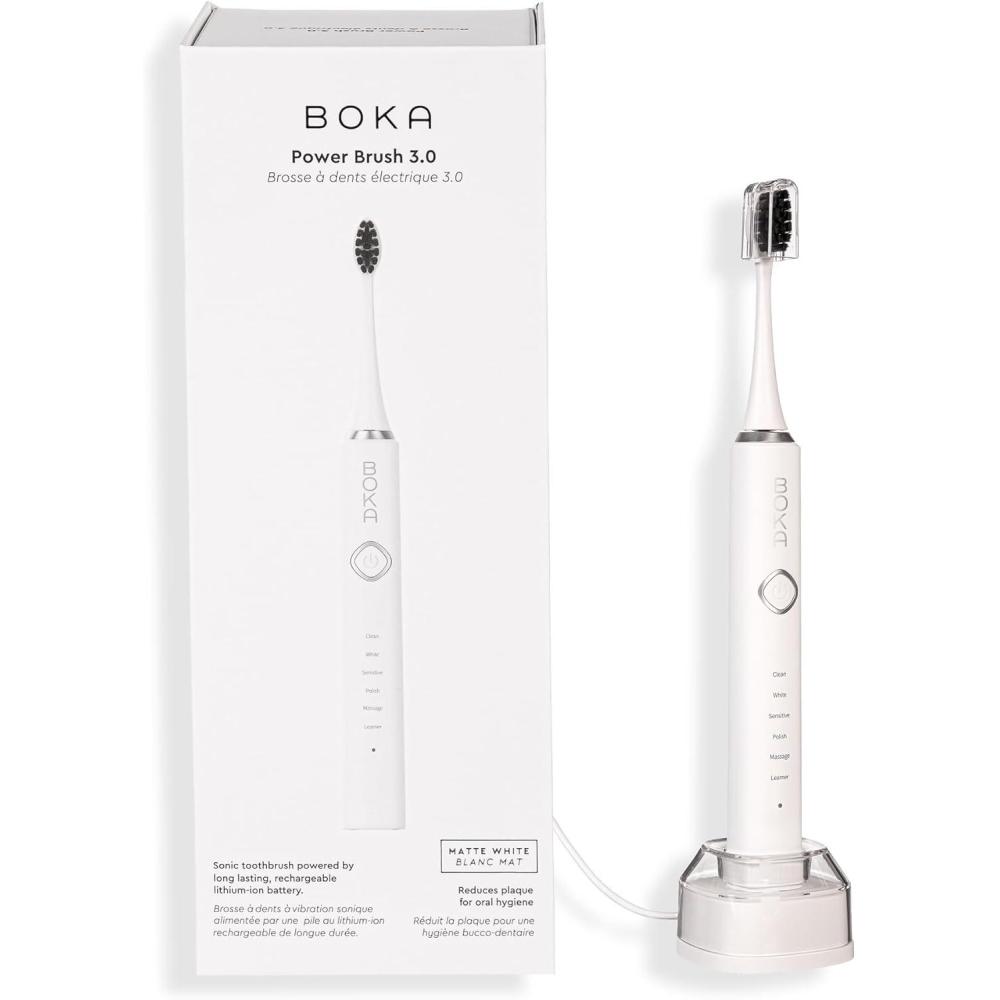 image:imageBoka 30 Electric Toothbrush for Adults w 2 Heads  Rechargeable Sonic Powered Tooth Brush  Charcoal Activated Bristles for Deep Cleaning  Dentist Recommended Oral Care  Charging Base wMicro USBBoka 30