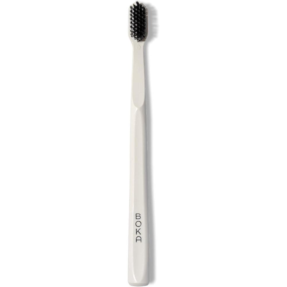image:imageBoka Classic Manual Toothbrush with Extra Soft ActivatedCharcoal Tapered Bristles Bioplastic Handle That Includes Travel Cap DentistApproved Great for Adults and Kids Blue Pack of 1White