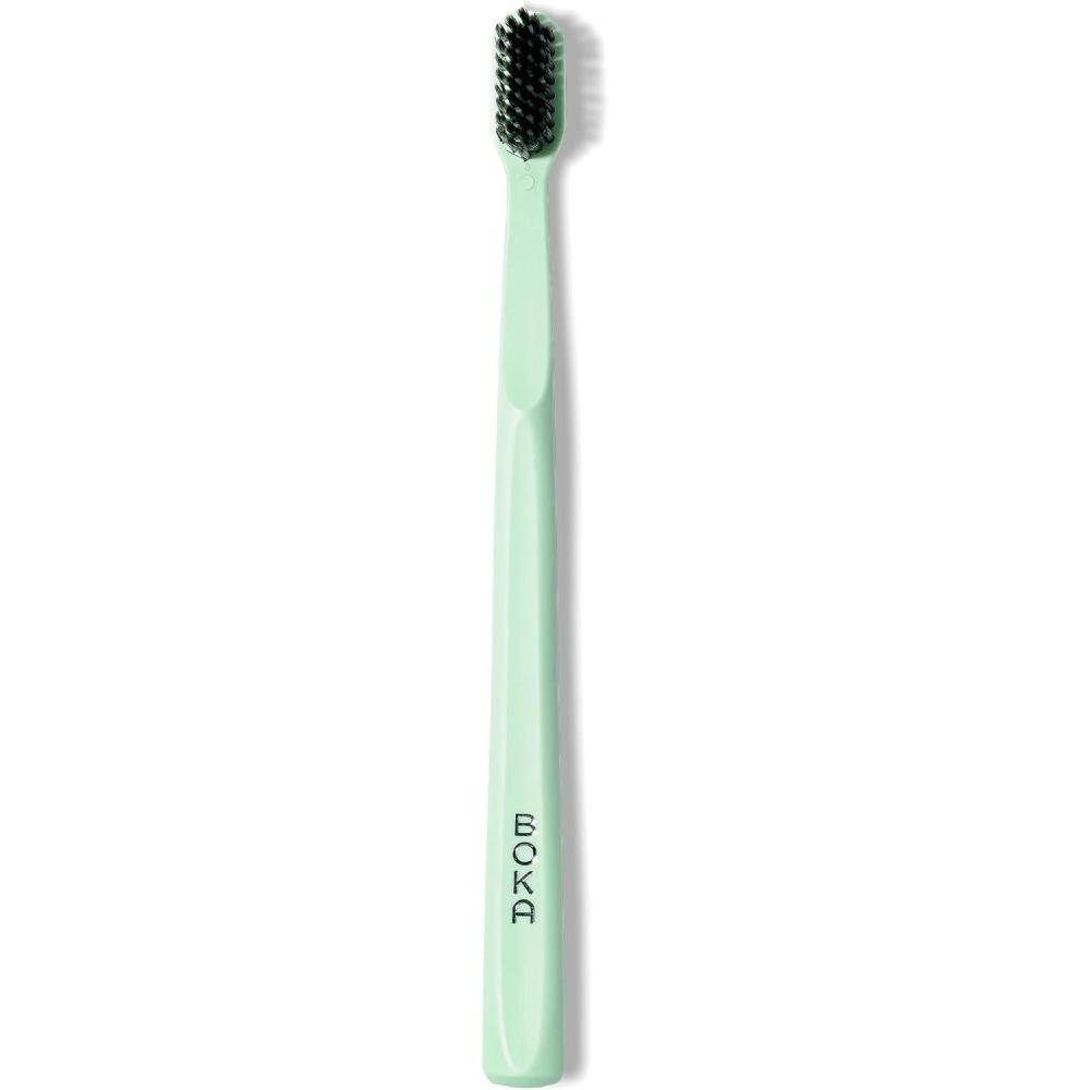 image:imageBoka Classic Manual Toothbrush with Extra Soft ActivatedCharcoal Tapered Bristles Bioplastic Handle That Includes Travel Cap DentistApproved Great for Adults and Kids Blue Pack of 1Mint