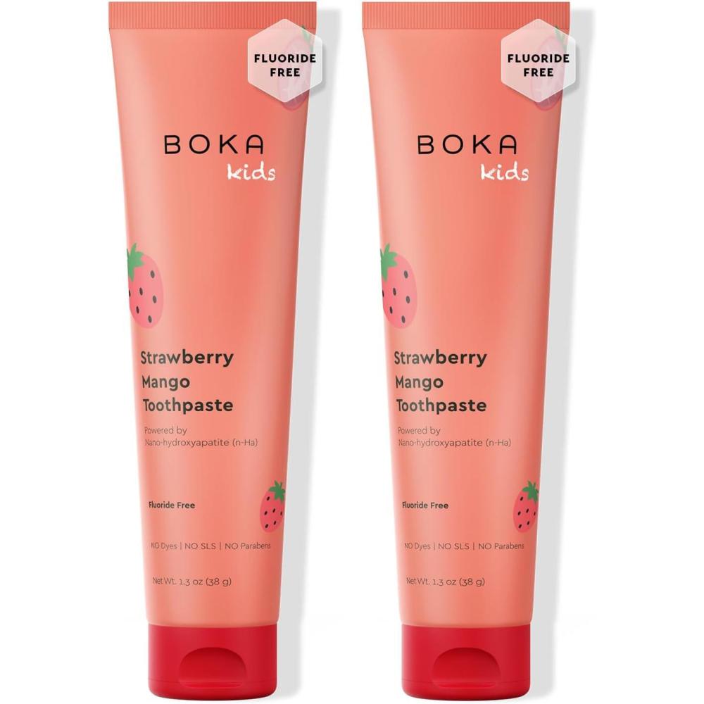 image:imageBoka Fluoride Free Toothpaste Nano Hydroxyapatite Toothpaste  Strawberry Mango Flavor 4 oz 1Pk US ManufacturedStrawberry Mango