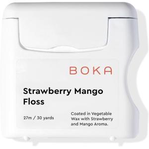 Boka Ela Mint Expandable Woven Dental Floss, Made from Plant-Based Vegetable Wax, Teflon-Free, 30 Yards of Waxed Floss (Pack of 1)(Strawberry Mango)