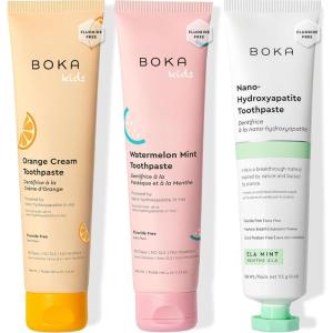 Boka Fluoride Free Toothpaste Nano Hydroxyapatite Toothpaste – Strawberry Mango Flavor, 4 oz 1Pk US Manufactured(Orange Cream  Watermelon Mint  Ela Mint)