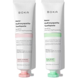 Boka Fluoride Free Toothpaste, Nano Hydroxyapatite Toothpaste, Appropriate for Sensitive Teeth – for Adult, Kids Oral Care – Ela Mint Flavor, Coco Ginger 4 Fl Oz 2Pk US Manufactured