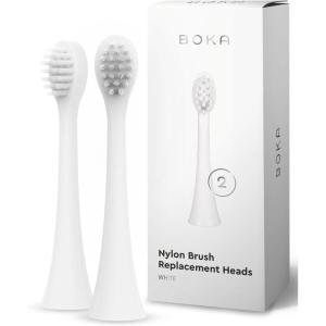 Boka Kids Sonic Electric Toothbrush – Rechargeable Sonic Powered Toothbrush – Food Grade Silicone Bristles for Deep Cleaning – Dentist Recommended Oral Care – U Brush and Nylon Brush Set(Replacement Heads 2pk)