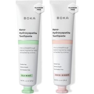 Boka Fluoride Free Toothpaste, Nano Hydroxyapatite Toothpaste, Appropriate for Sensitive Teeth – for Adult Oral Care – Ela Mint Flavor, 3.4 Fl Oz 1Pk US Manufactured(K. Ela Mint  Coco Ginger)